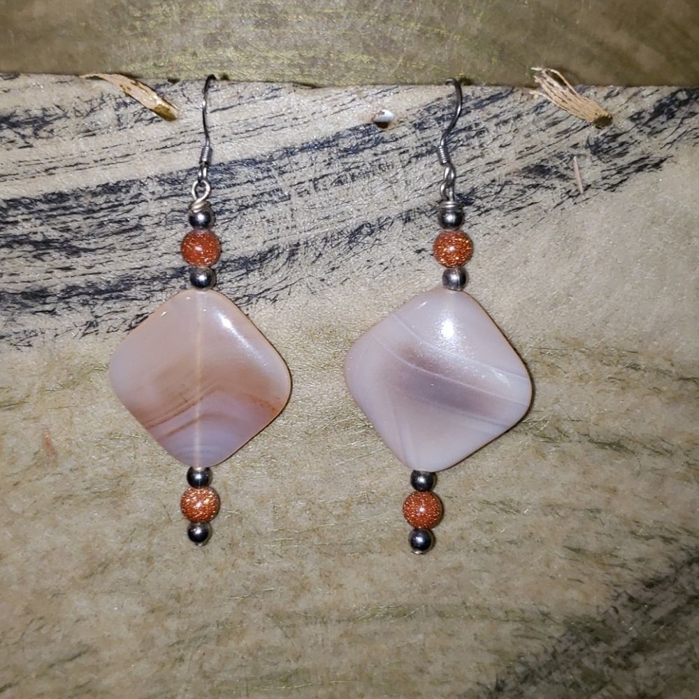 Beautiful Stone & Beaded Dangling Earrings